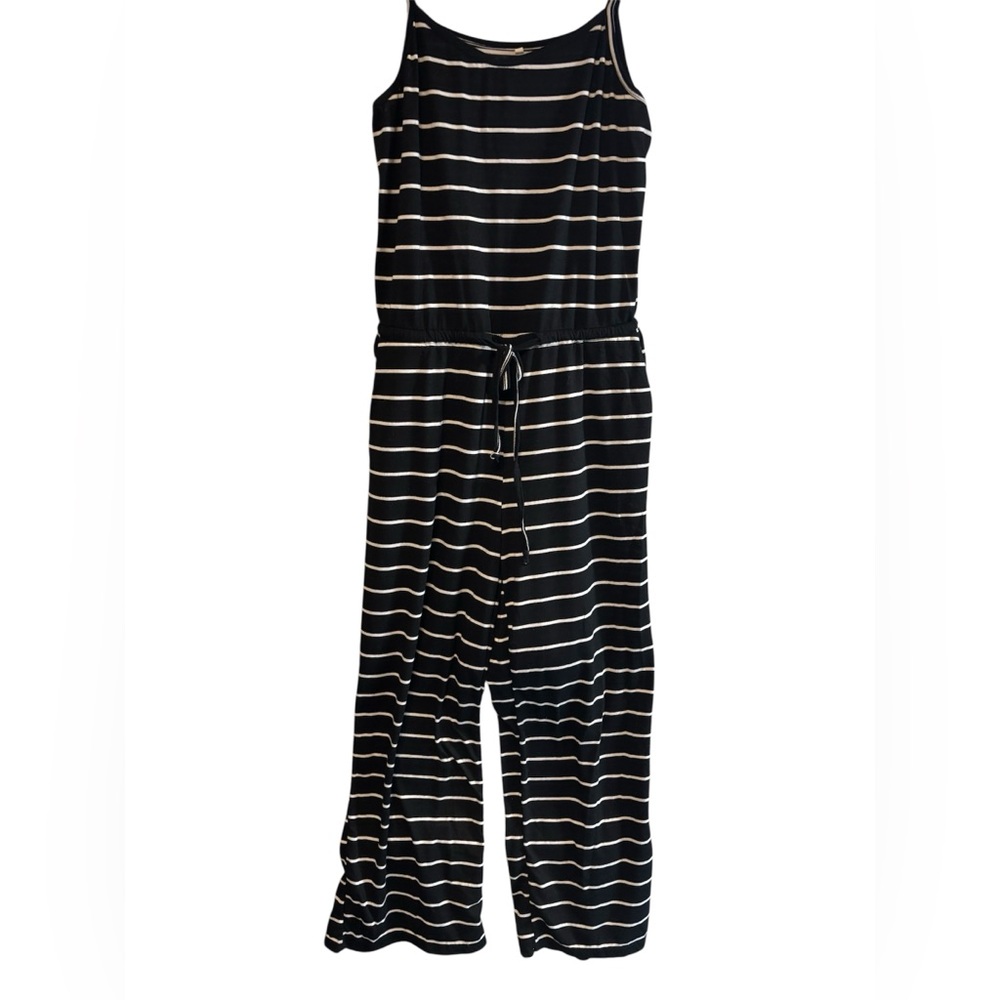 Elegant Striped Black and White Jumpsuit